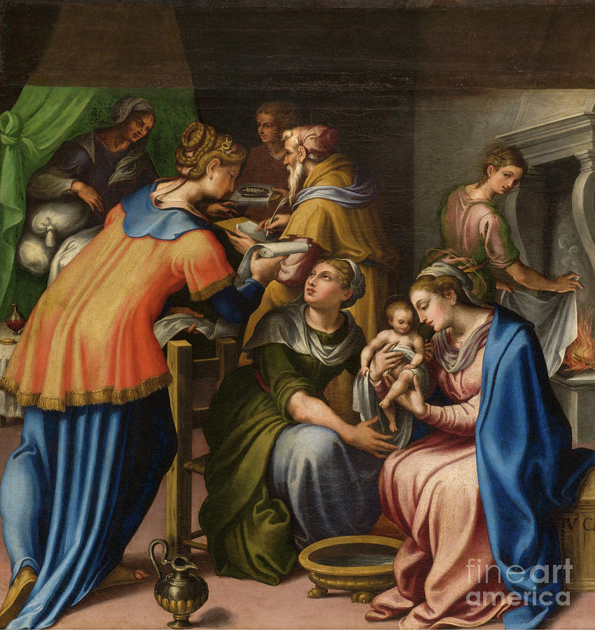 Giulio Campi, Birth Of The Baptist 1569 Painting by Giulio Campi
