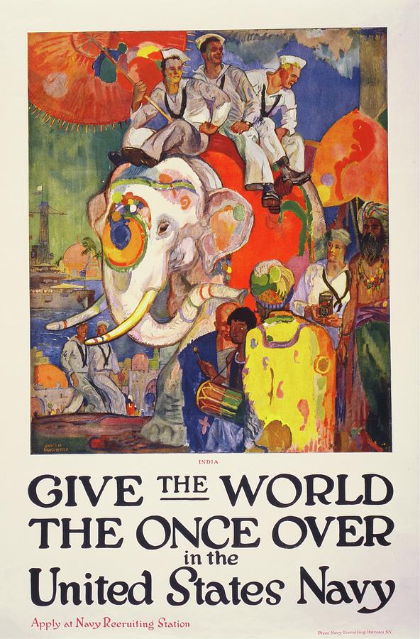 Give The World The Once Over In The United States Navy Painting by James Henry Daugherty Give The World The Once Over In The United States Navy Painting by James Henry Daugherty