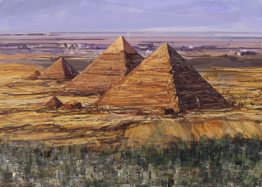 Giza pyramids painting Digital Art by Andrea Gatti
