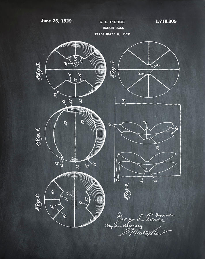 GL Pierce Basketball Patent 1929 in Chalk Photograph by Bill Cannon