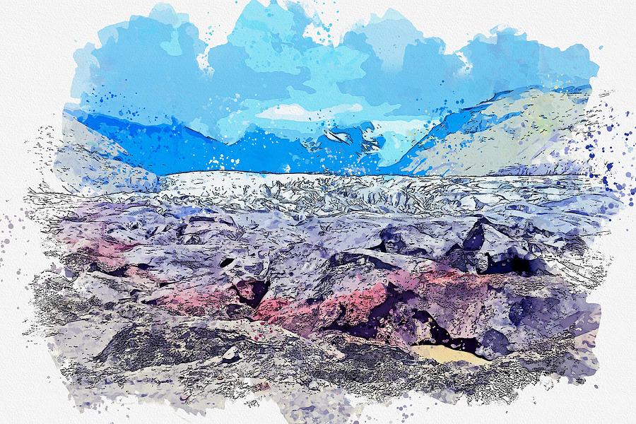 Glacier, Alaska -  watercolor by Adam Asar Painting by Celestial Images