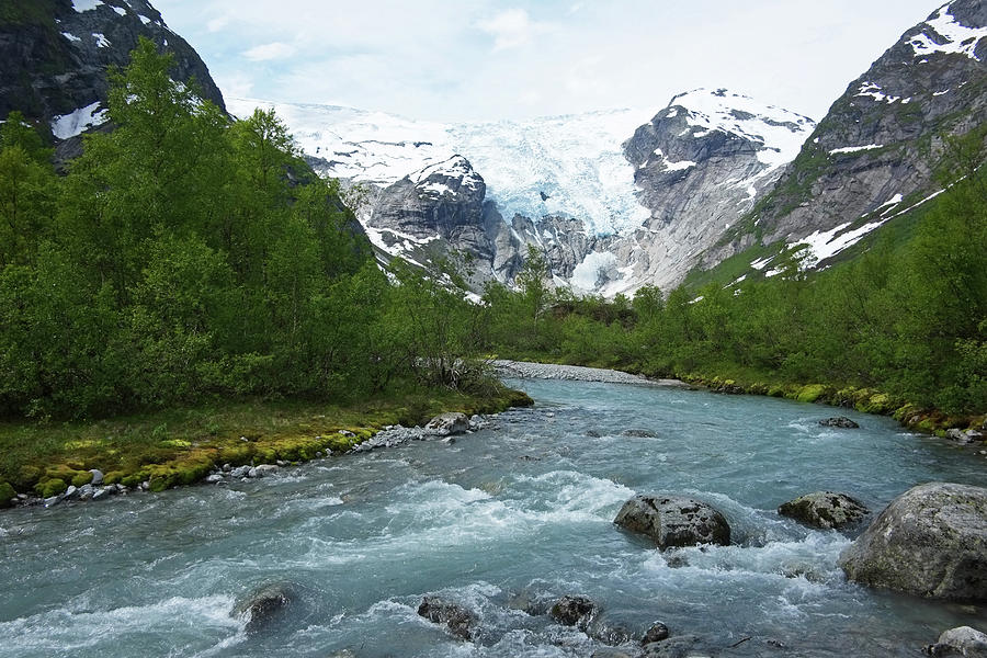 Glacier And Glacial Stream In Norway Photograph by David Epperson