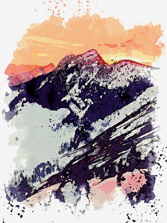 Glacier Dawn Red Sky Sunset watercolor by Ahmet Asar Painting by Celestial Images