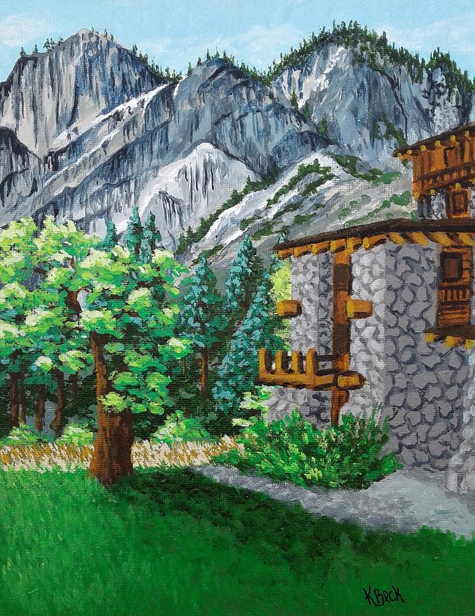 Glacier Point from Ahwahnee now Majestic Hotel, Yosemite, CA Painting by Katherine Young-Beck