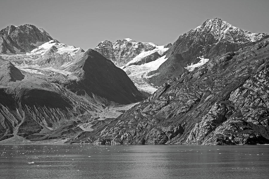 Glacier Bay National Park Photograph - Glacier Receding BW. Glacier Bay Seascape by Connie Fox