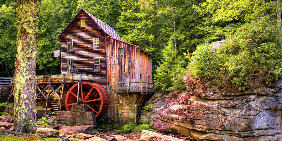 America Photograph - Glade Creek Grist Mill Panorama - West Virginia by Gregory Ballos