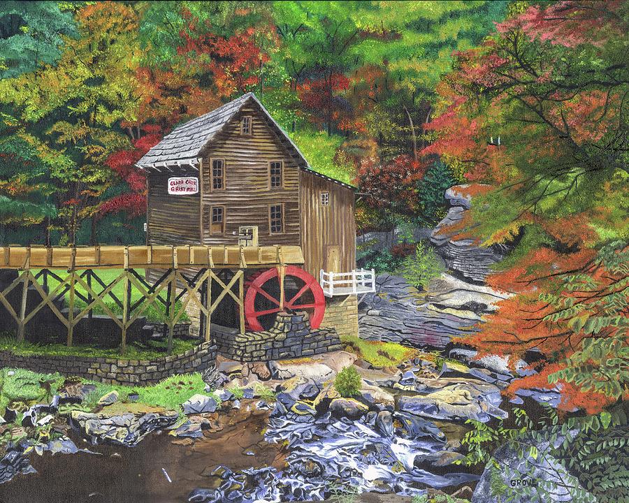 Glade Creek Grist Mill, Wv Painting By Samuel Grove - Fine Art America