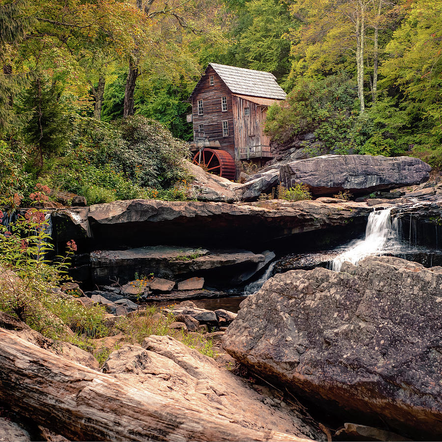America Photograph - Glade Creek Mill in Fall - Square Format by Gregory Ballos