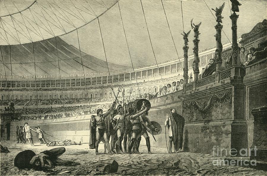 Gladiators Saluting The Emperor Drawing by Print Collector