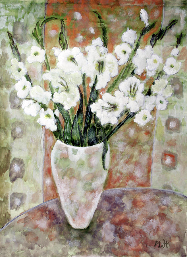 Gladioli Fresco Flowers 1 Painting by Lorraine Platt