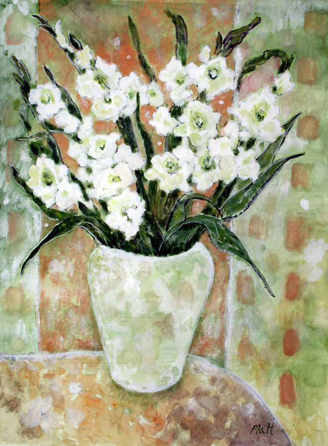 Gladioli Fresco Flowers 2 Painting by Lorraine Platt