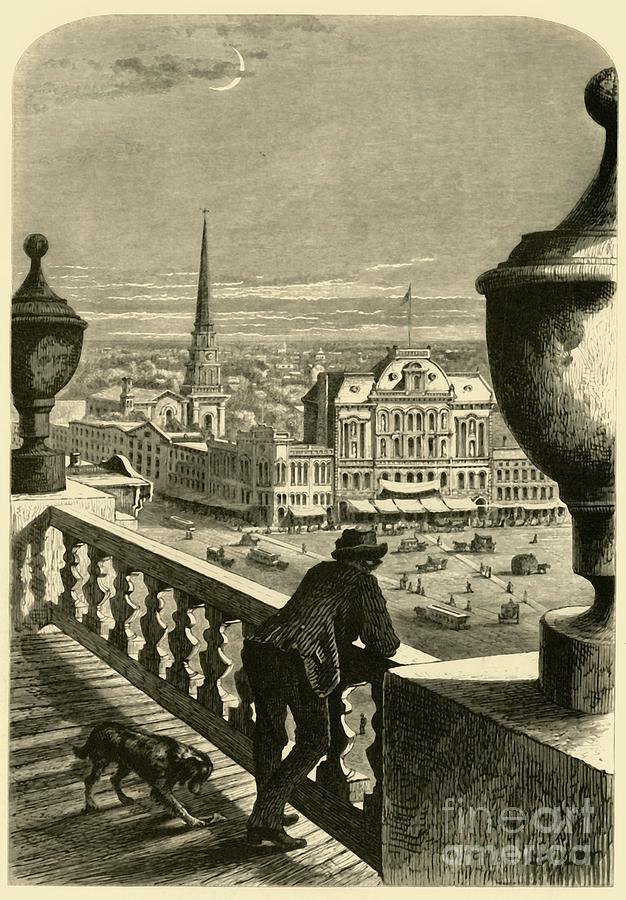 Glance At Detroit From The City Hall Drawing by Print Collector