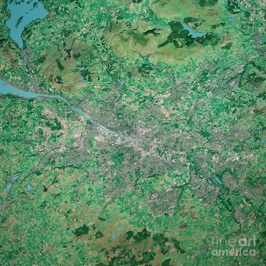 Glasgow Scotland 3D Render Aerial Top View Sep 2019 Digital Art by ...