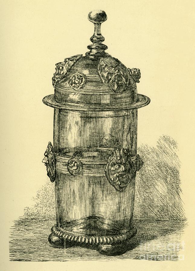 Glass Beaker And Cover Drawing by Print Collector