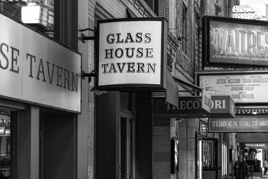 Glass House Tavern Sign Black and White Photograph by Sharon Popek