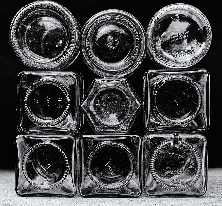 Glass Jars Monochrome Photograph by Jeff Townsend