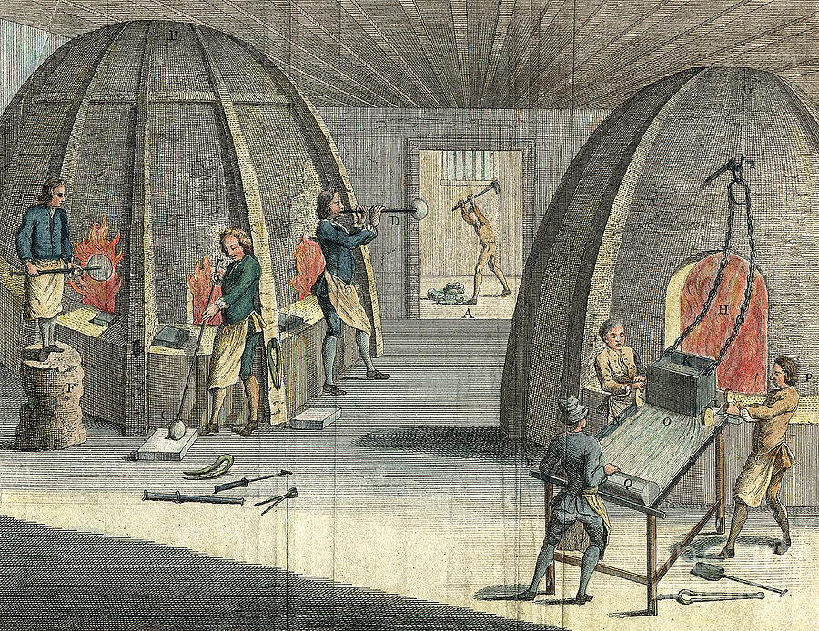Glass Manufacturing, 1760 Drawing by Print Collector