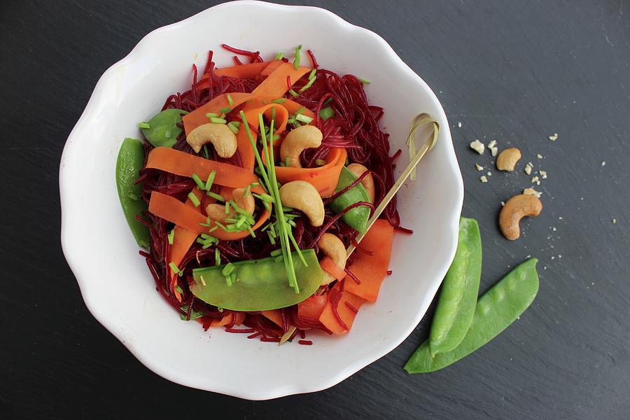 Glass Noodle Salad With Vegetables And Cashews Photograph by Esspirationen