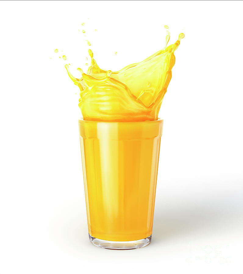 Juice Photograph - Glass Of Orange Juice With Splash by Leonello Calvetti/science Photo Library