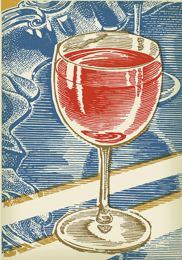 Martini Drawing - Glass of Red Wine by CSA Images