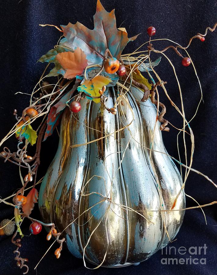 Glass pumpkin Mixed Media by Lisa Debaets