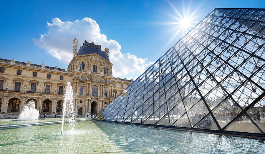Summer Photograph - Glass Pyramid Louvre Museum, Paris by Jan Wlodarczyk