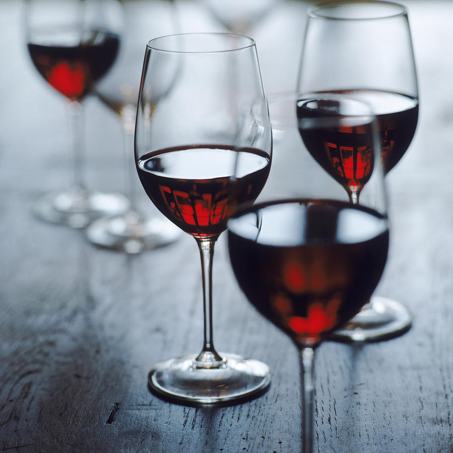Glasses Of Red Wine, Close-up Photograph by John Foxx