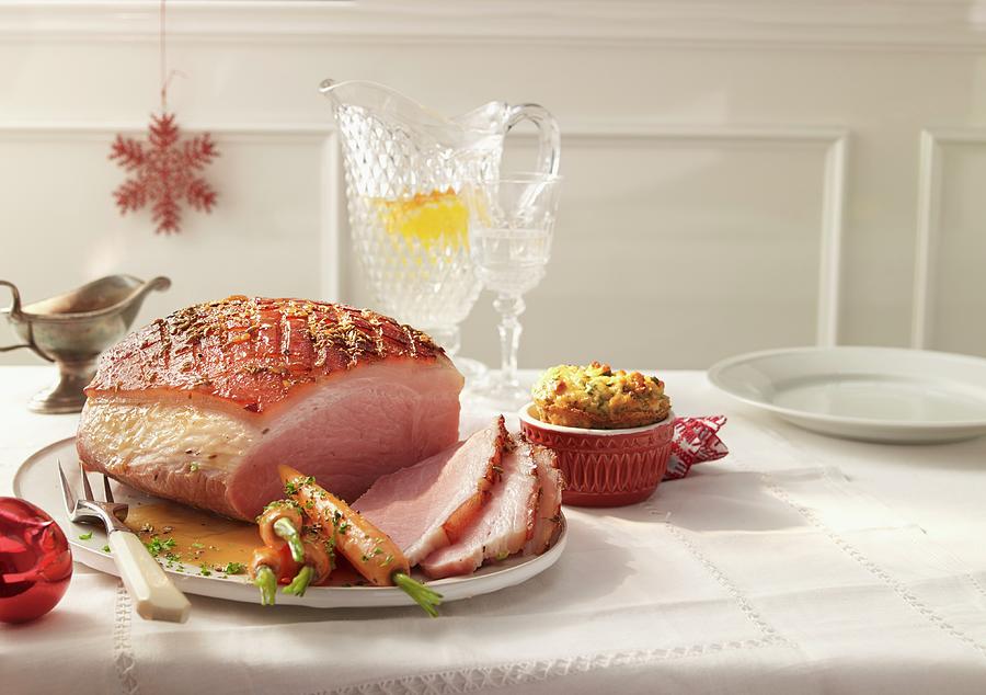 Glazed Ham With Bread Pudding usa Photograph by Jan-peter Westermann