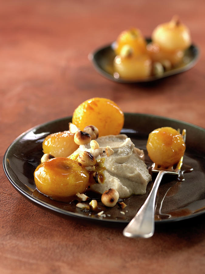 Glazed Turnip And Celeriac Puree With Hazelnuts Photograph by Rivire
