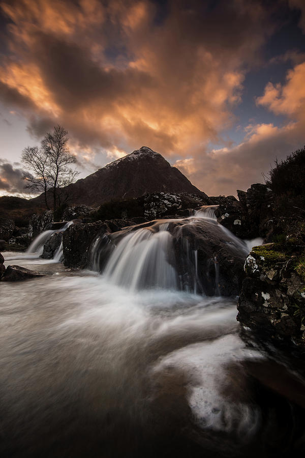 Glen Etive Waterfalls at Sunset Photograph by Nigel Forster - Fine Art ...