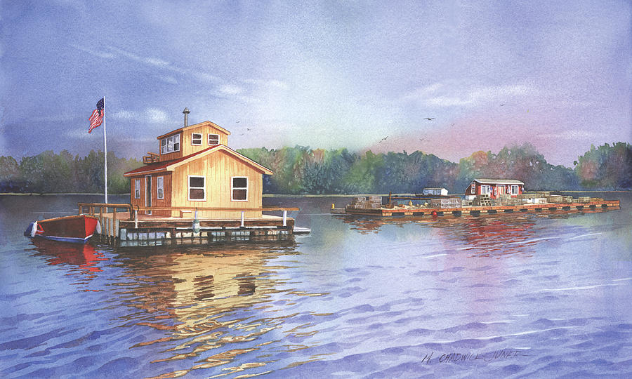 Glen Island Creek Houseboats Painting by Marguerite Chadwick-Juner