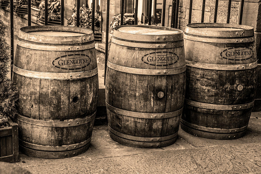Glengoyne Whiskey Barrels in Sepia Photograph by Bill Cannon