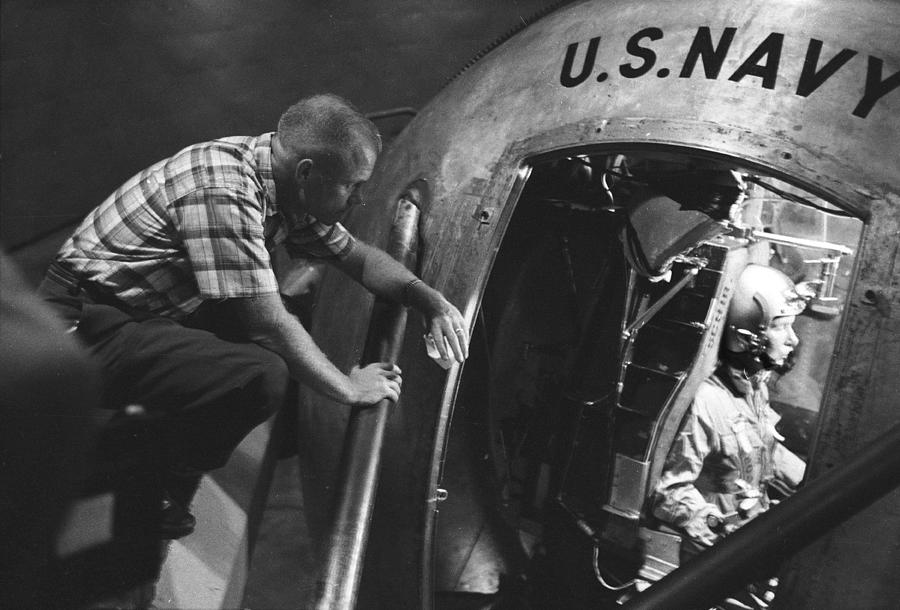 Black And White Photograph - Glenn With Schirra In Centrifuge by Ralph Morse