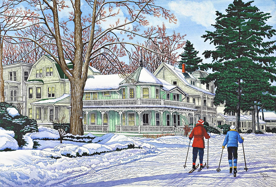 Cross Country Skier Painting - Gliding In The Snow, Chautauqua Ny by Thelma Winter