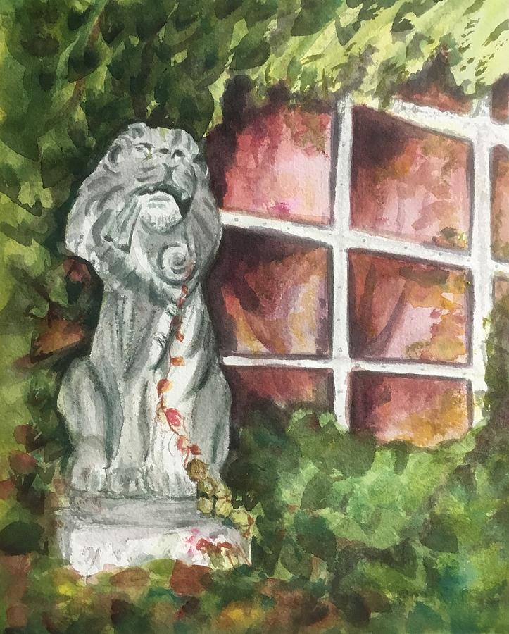 Stone Lion Painting by Sonia Mocnik