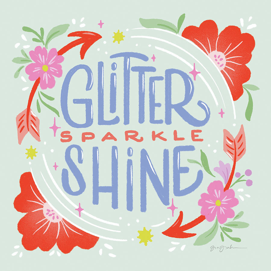 Flower Drawing - Glitter Sparkle Shine I Sq by Gia Graham