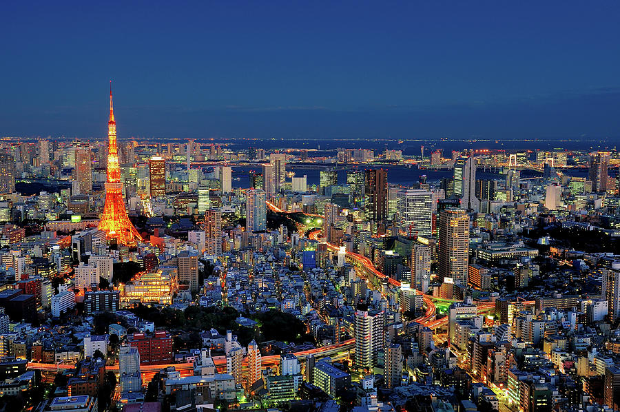 Glittering Tokyo Downtown At Twilight Photograph by Vladimir Zakharov