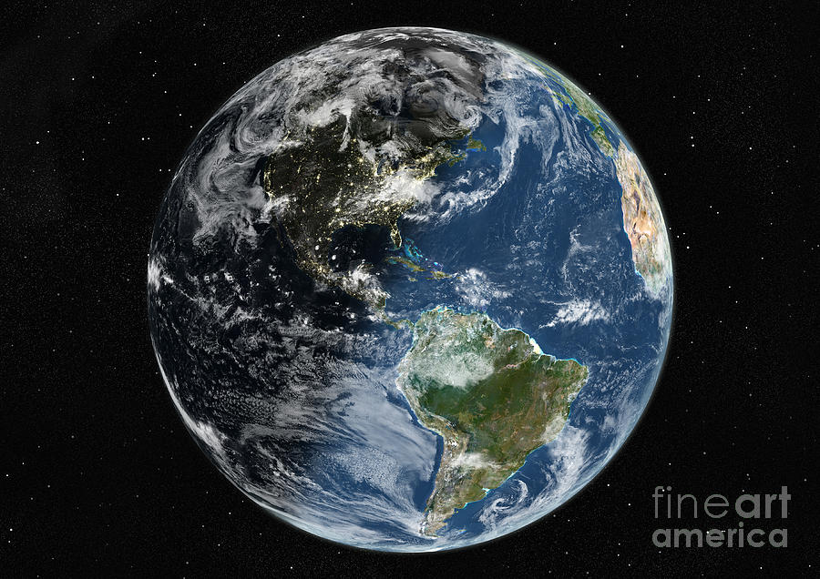 Globe Centered On The Americas Photograph by PlanetObserver