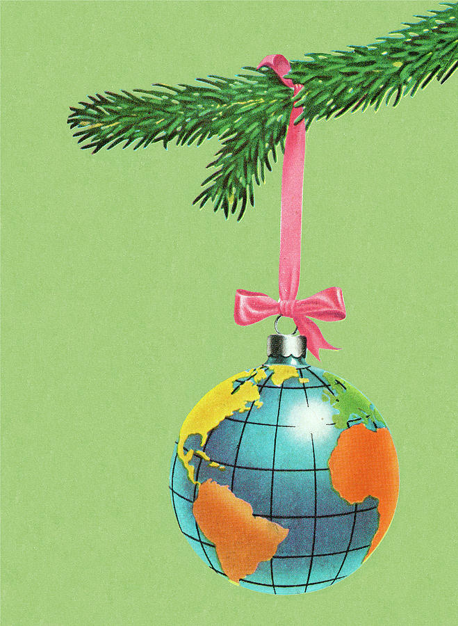 Christmas Drawing - Globe Christmas Tree Ornament by CSA Images