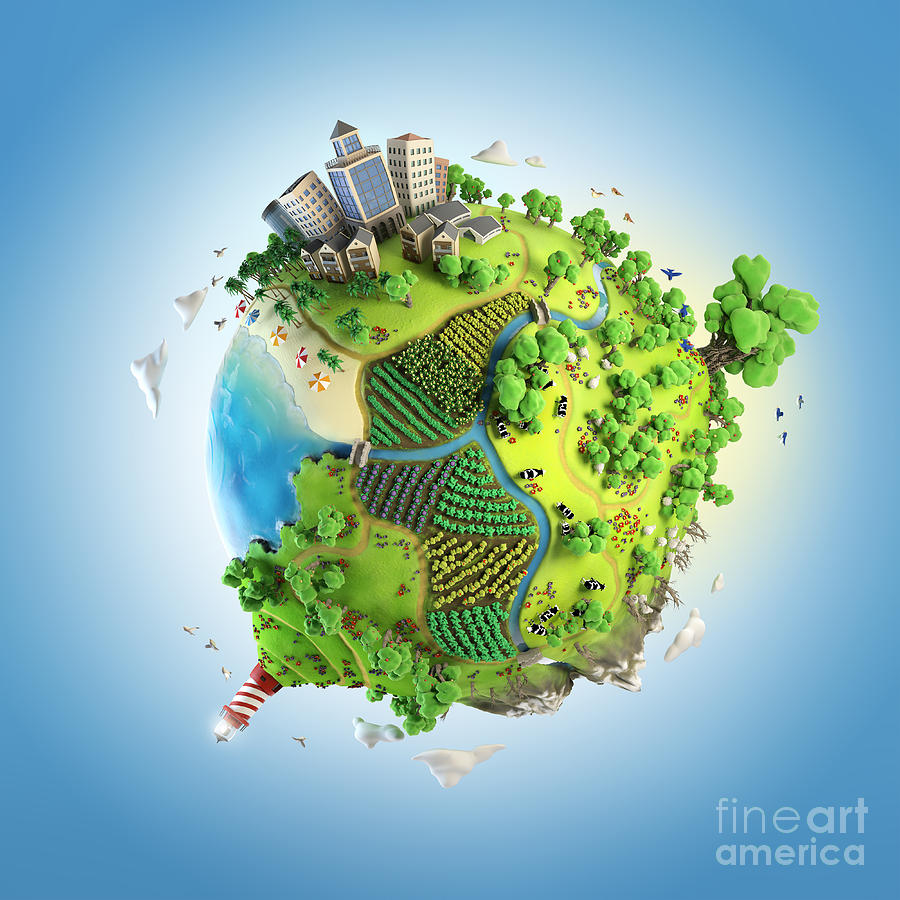 3d Model Photograph - Globe Concept Showing A Green, Peaceful by Pablo Scapinachis 3d Model Photograph - Globe Concept Showing A Green, Peaceful by Pablo Scapinachis
