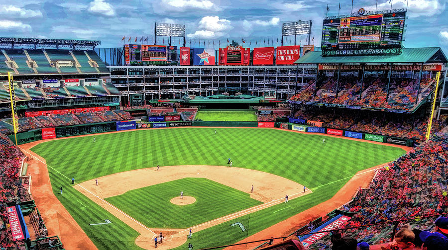 Major League Movie Painting - Globe Life Park Texas Rangers Baseball Ballpark Stadium by Christopher Arndt