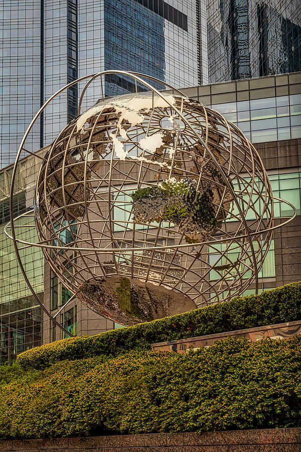 New York City Photograph - Globe Sculpture at Columbus Circle by Susan Candelario