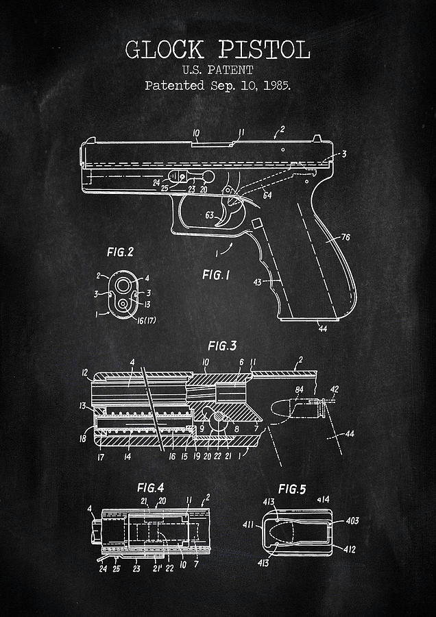 GLOCK PISTOL patent chalkboard Digital Art by Dennson Creative - Fine ...