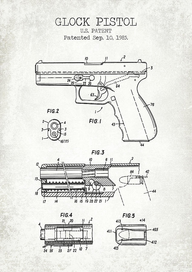 Glock 17 Gun Patent Print Blueprint