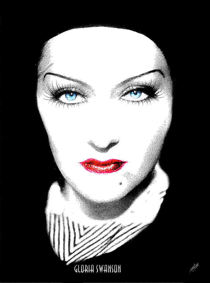 Gloria Swanson portrait ink Digital Art by Joaquin Abella
