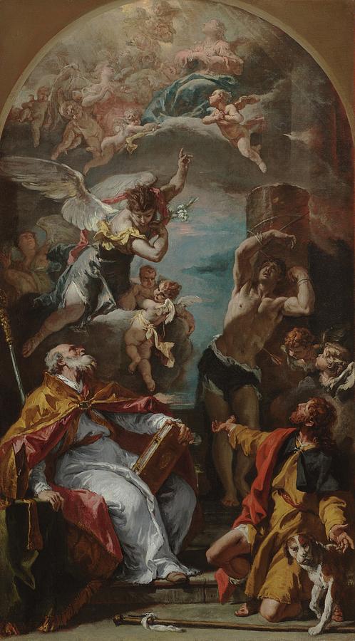 Glory Of The Virgin With The Archangel Gabriel And Saints Painting by Sebastiano Ricci