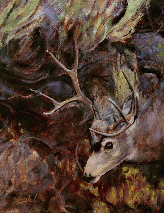 Deer Painting - Glow in the Dark- Mule Deer by Susie Gordon