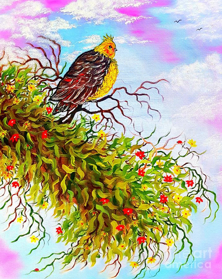 Glowing Friendly Bird Called Tweet Painting