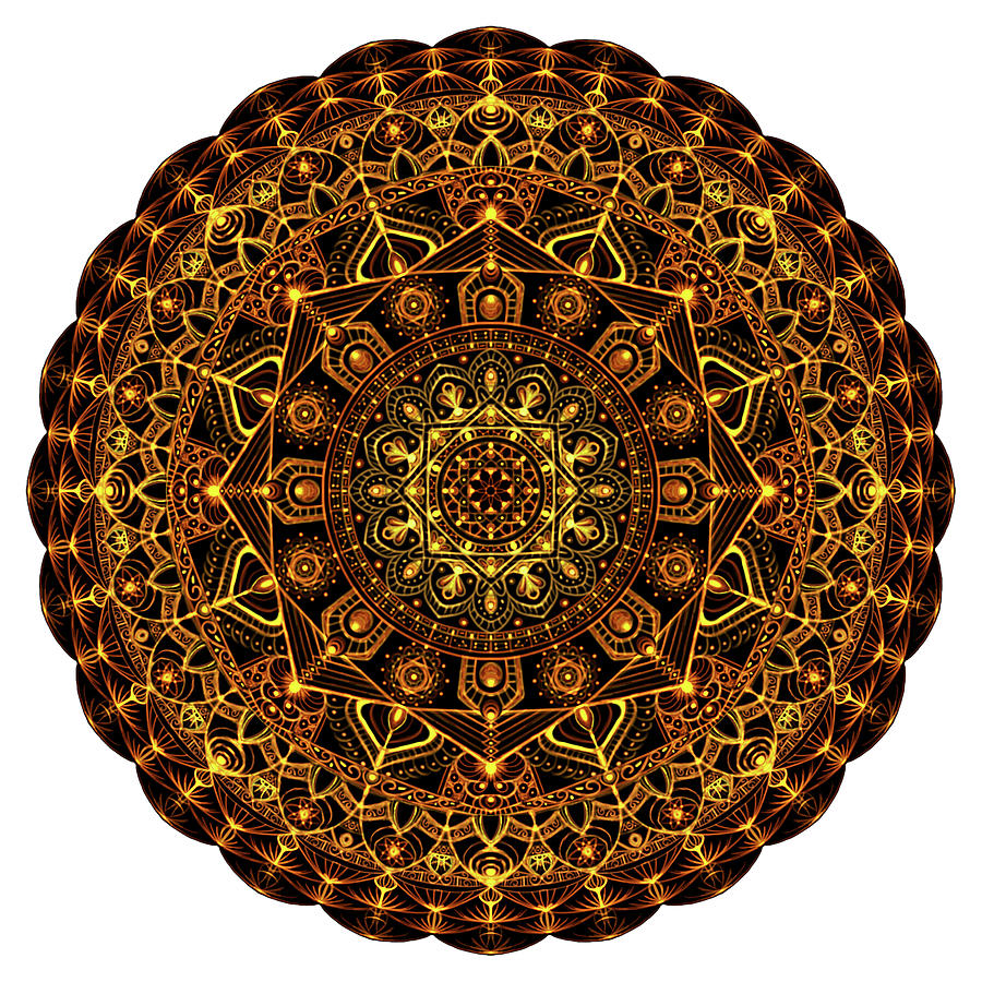 Digital Mixed Media - Glowing Orange Mandala by Delyth Angharad