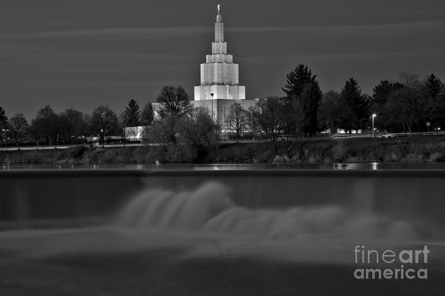 Glowing Over Idaho Falls Black And White Photograph by Adam Jewell
